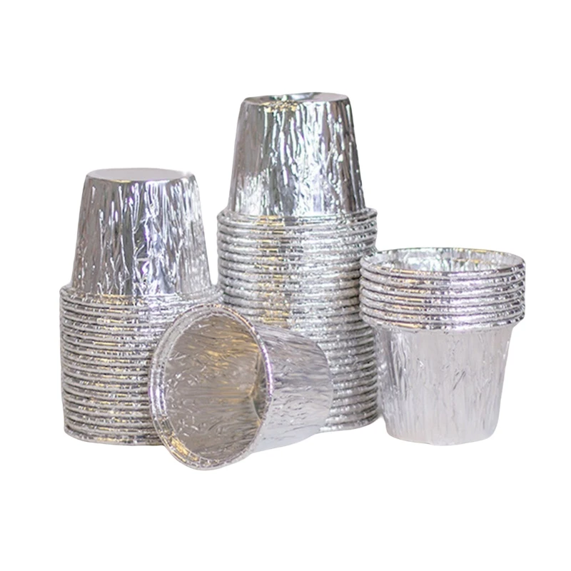 Silver Aluminum Foil Tart Pan 20/50Pcs Disposable Mini Pie Tins Round Pan for Cake Pie Tin Foil Pans Tin Liners Disposable