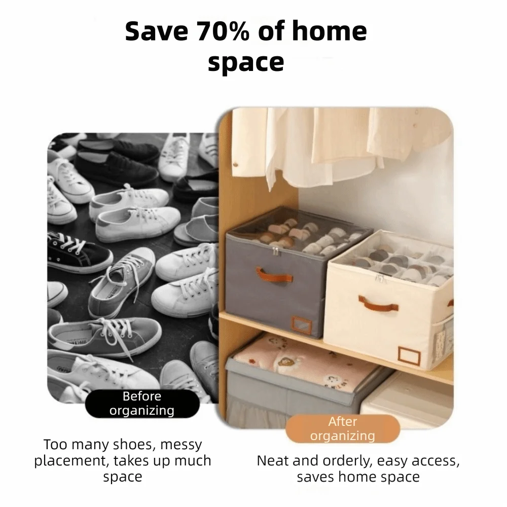 

Oxford Cloth 16 Grids Shoe Storage Box Folding Dust-proof Clothes Storage Box Moisture-proof Space Saving Shoe Organizer Closet