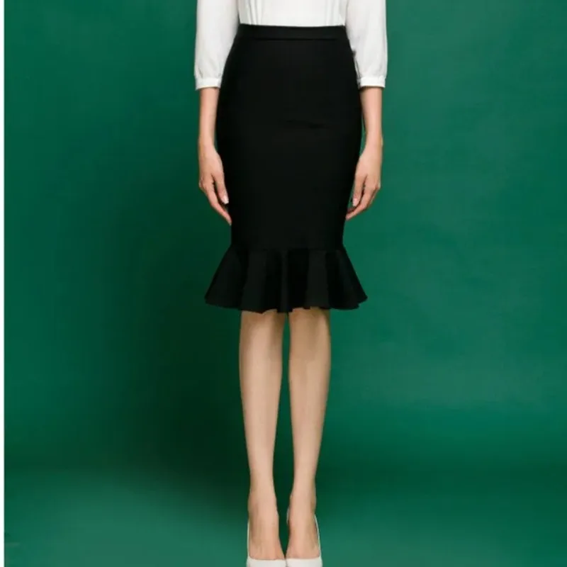 

Wind lotus leaf fishtail skirt hip high waist stretch step large size women's skirt