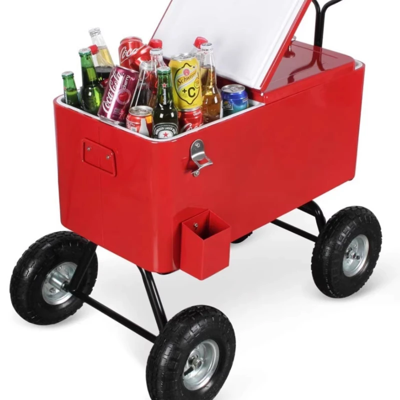 Outdoor incubator camping push refrigerated truck ice bucket stall snack cabinet with bottle opener