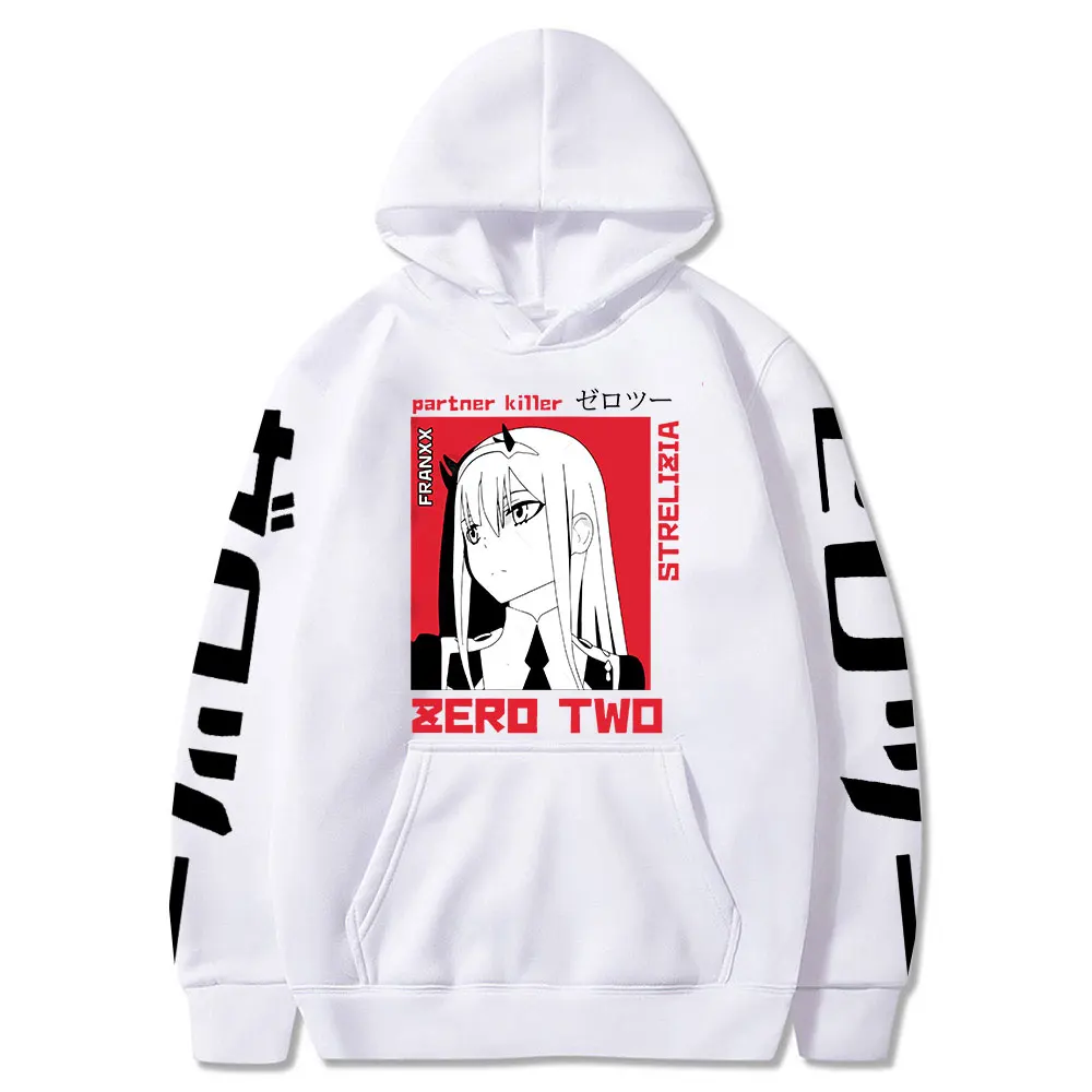 Hot Anime Darling In The Franxx Zero Two Kawaii Graphic Print Hooded Plus Size Hoodie Women Sweatshirts Harajuku Streetwear