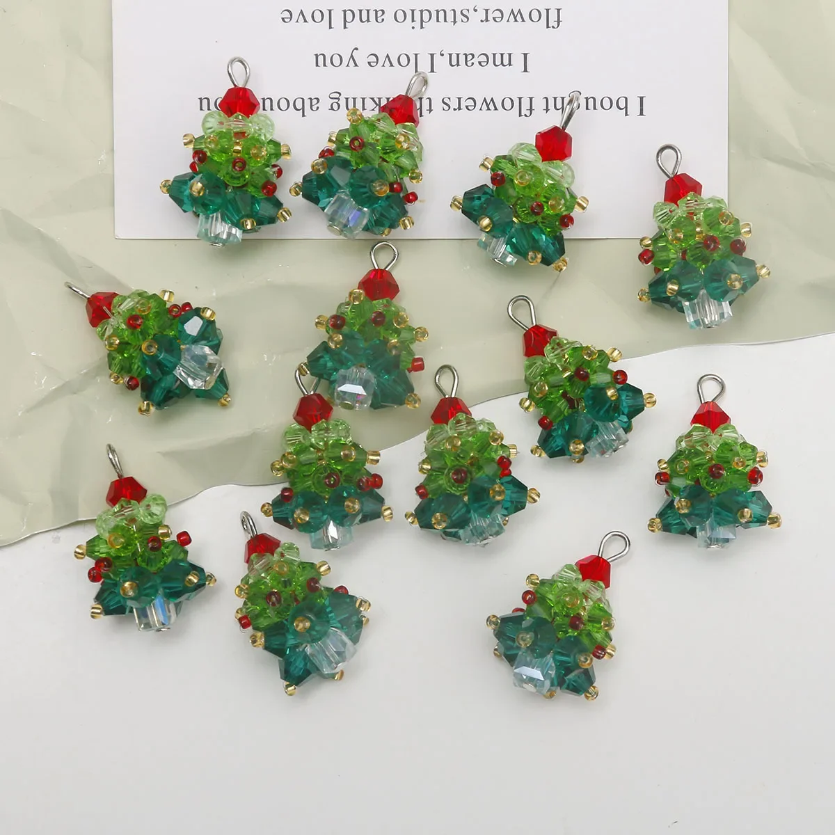 Christmas Series Pendants Colored Glass Beads Hand-woven Contrasting Christmas Tree Earrings Ornament DIY Jewelry Accessories