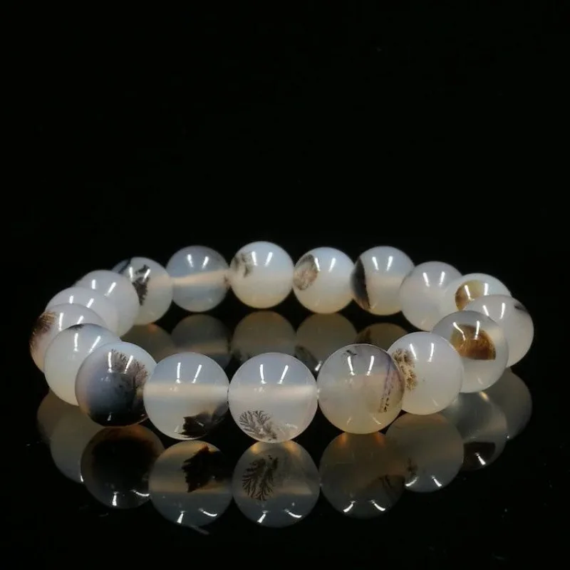 Stone Ocean Black and White Flower Agate Unisex Chalcedony Crystal Bracelet 4