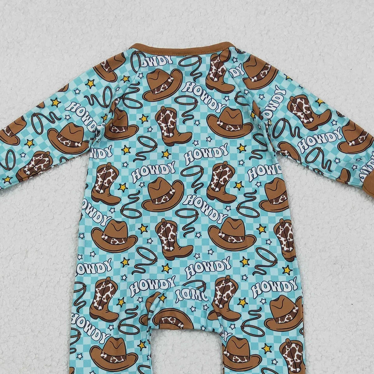 الجملة الوليد بيبي بوي النائمون طويلة الأكمام طفل الغربية Howdy القبعات اتجاهين سستة فقاعات رومبير الاطفال الرضع قطعة واحدة