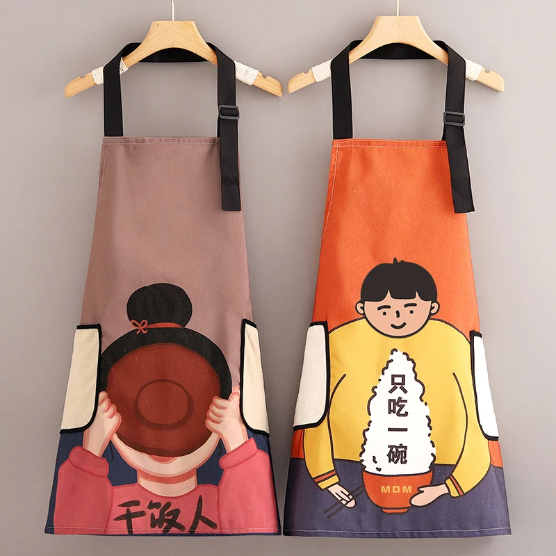 Household kitchen cooking apron, women's anti fouling and breathable canvas