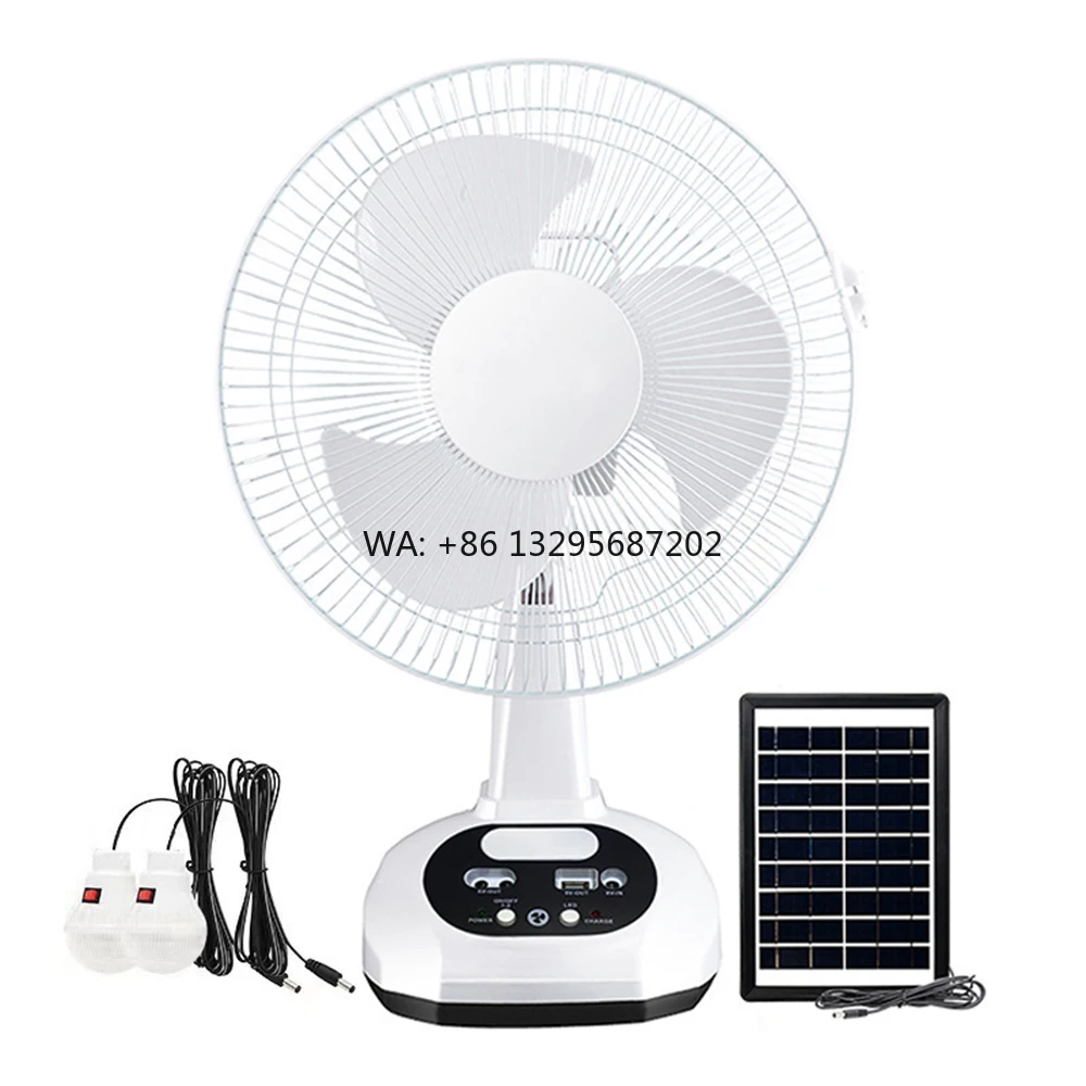 

High Quality 12-Inch Rechargeable DC Solar Energy Table Fan with Power Bank Function Single Wind Speed