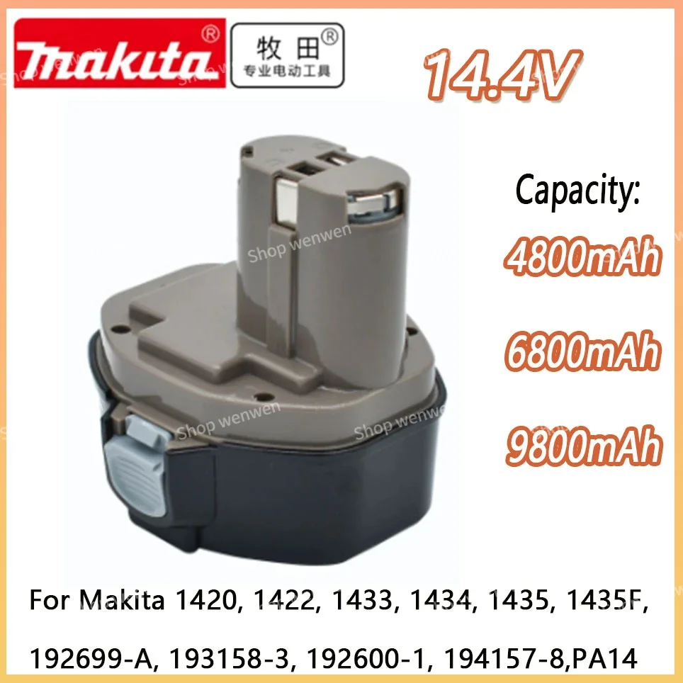 

Makita NI-MH Power Tool Battery 100%Original 14.4V 4800mAh 6800mAh 9800mAh for Makita PA14 1422 1420 192600-1 6281D 6280D