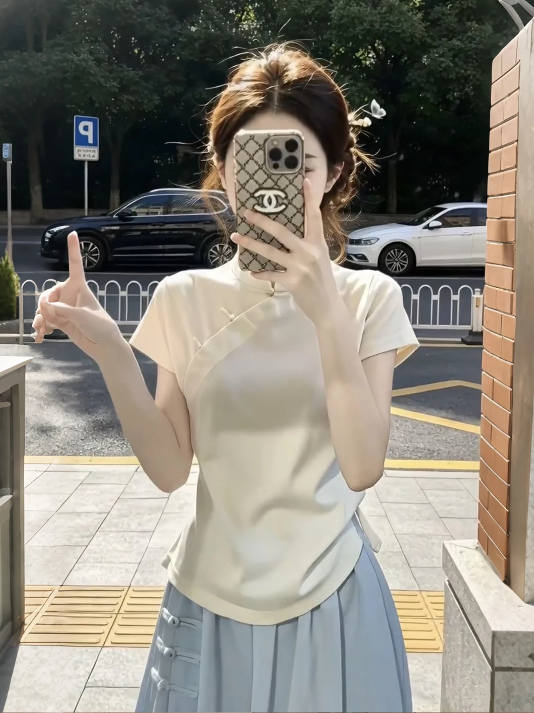 

New Chinese Style Short Sleeve Shirt Women's Fashionable Slim Fit Top Button Stand Collar Korean Atmosphere Summer ...