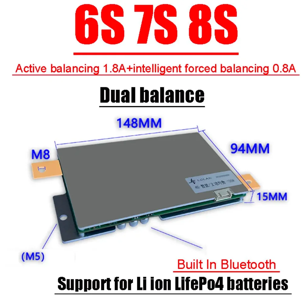 4S ~ 24S Smar Bluetoot Active Balancer BMS Battery Lithium Protection Board 150A-500A 8S 12V 24V 48V 60V 14S 16S Lifepo4 Li-ion