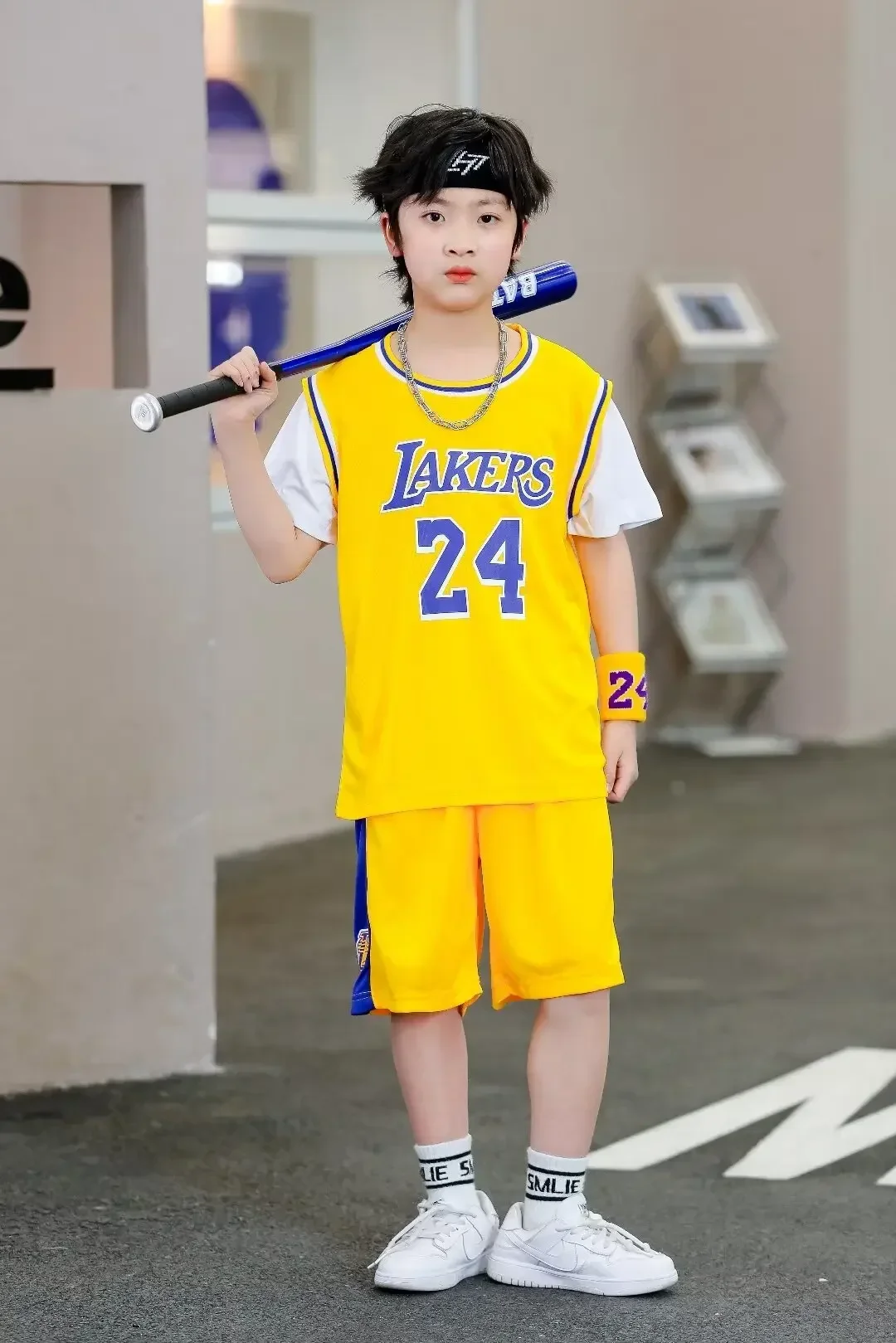 NEW 24 25 Children\'s clothing suit boy girl Basketball Jerseys Lake   Fake two-piece uniform kit training Shirts and shorts