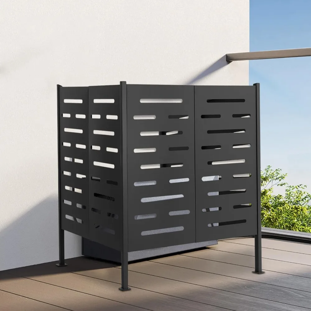 3パネル鉄製エアコンフェンススクリーン、42 * 42 * 45インチ屋外エアコンユニットエンクロージャー（パティオ、裏庭、庭用）