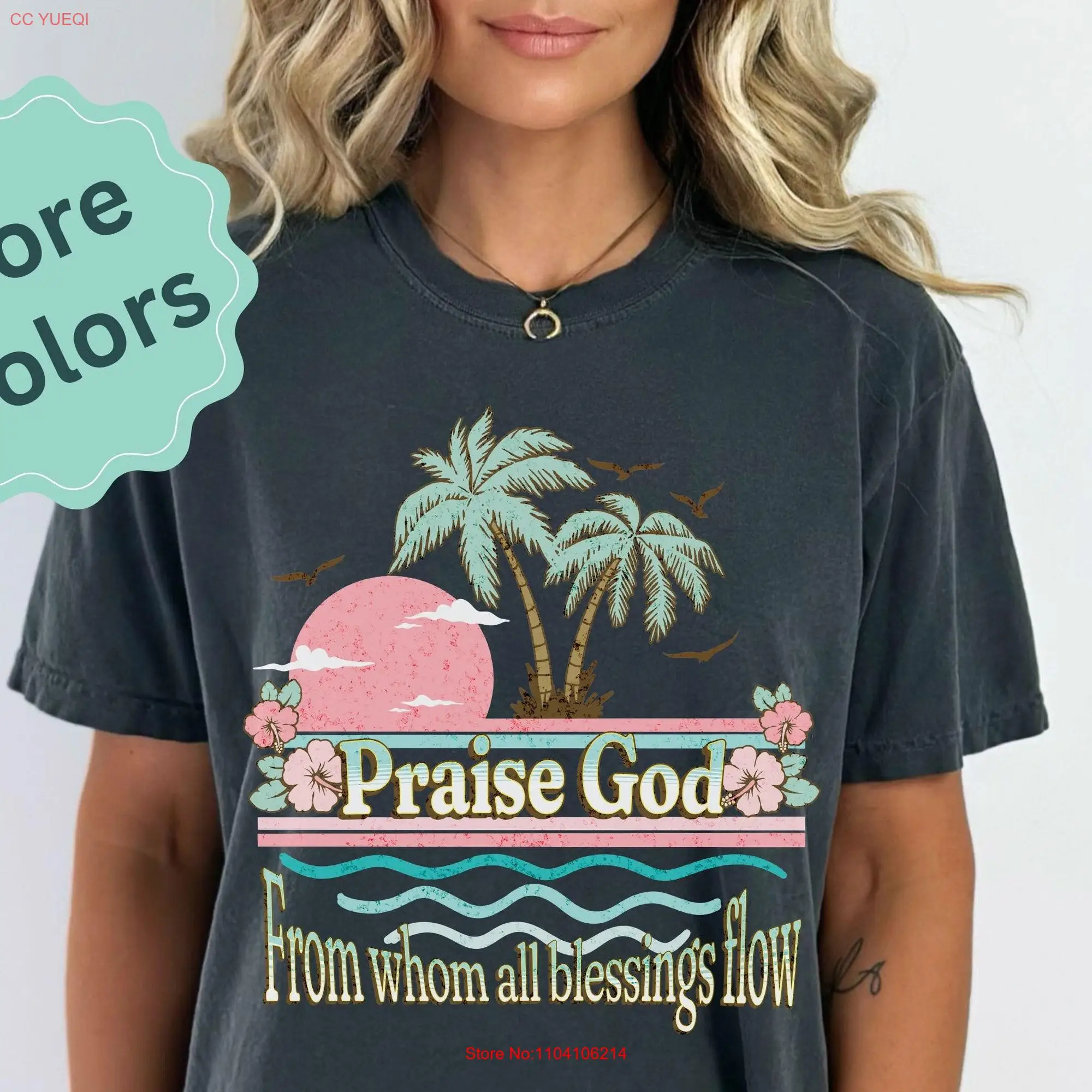 Boho Christian T Shirt Vintage Jesus Bible Verse Comfort Colors Faith Based Doxology Praise Worship Top Women Beachy