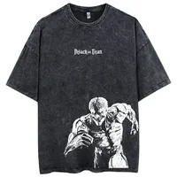 Men's Vintage T-Shirt Loose Fit Long Sleeve Cotton Hip Hop Streetwear Printed Graphics Attack On Titan Anime Washing Machine