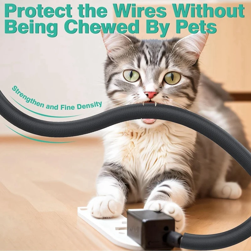 Pet-Friendly 10Ft Cable Protector, 1/2Inch Cord Sleeve, Safeguards Wires From Dog And Cat Chewing