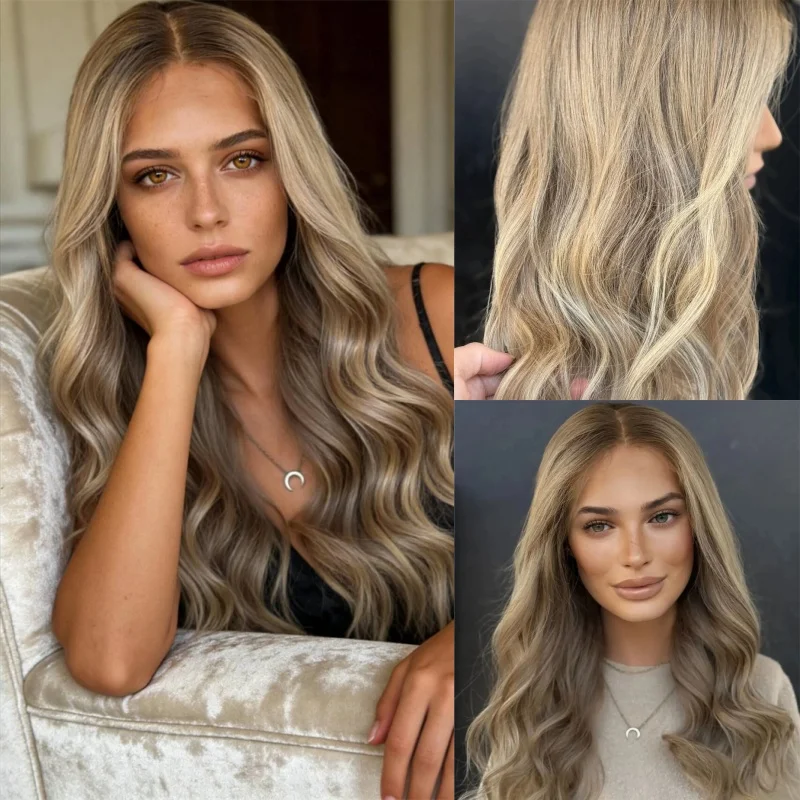 

Синтетический парик омбре: блонд и коричневый, с HD-кружевом спереди, термостойкий, для вечеринок, на каждый день, для косплея, без клея, с предварительно вычесанной линией роста волос