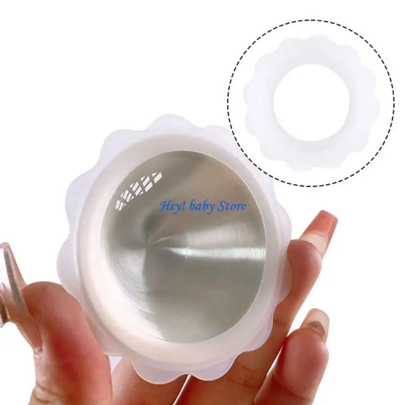 Q1FE Silver Nursing Cups Pelindung Pad Silcone Rings Bayi Baru Lahir Esensial Menyusui Puting Pelindung Cincin Aksesori