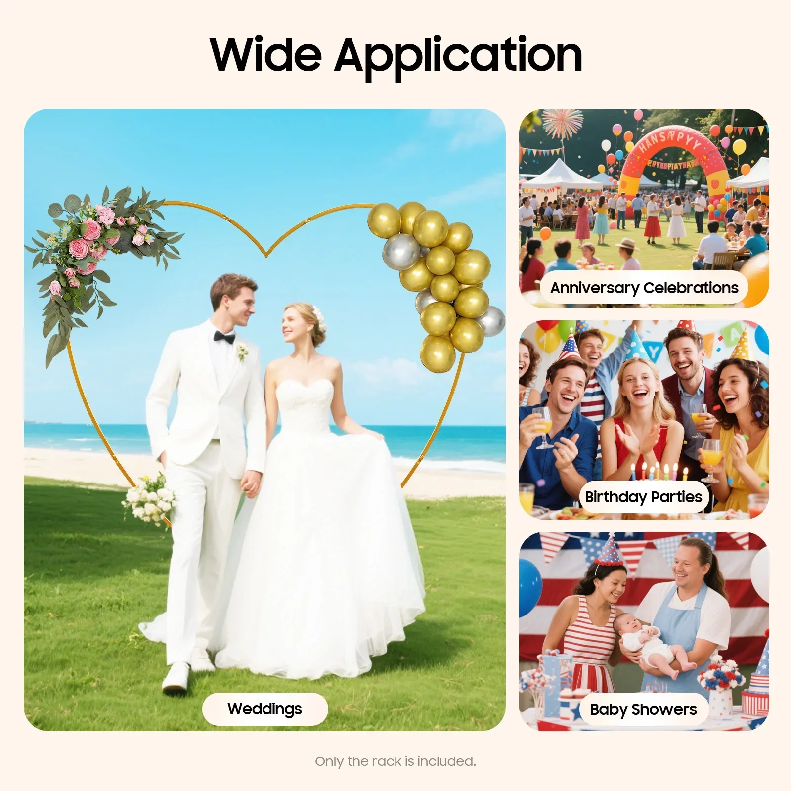 

Арка с сердечком длиной 6,9 фута, подставка для арки с сердечком для свадьбы, подставка для арки из воздушных шаров с золотым сердцем и основанием для свадьбы, юбилея, банкета