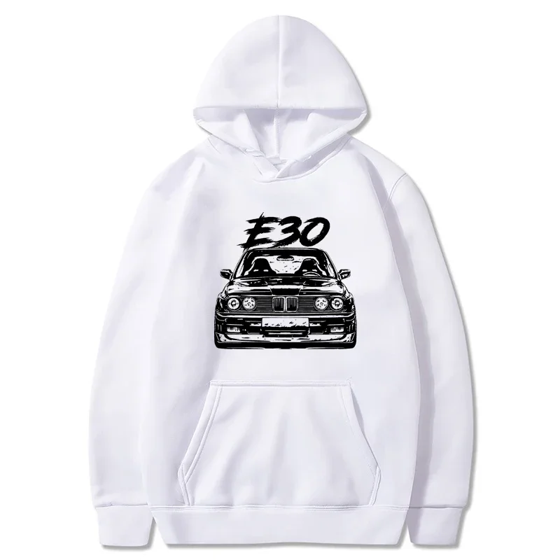 

Autumn Winter E30 Car Hoodies Fleece Thick Warm Women Men Hip Hop Printed Crewneck Pockets Cartoon Streetwear Sweatshirts