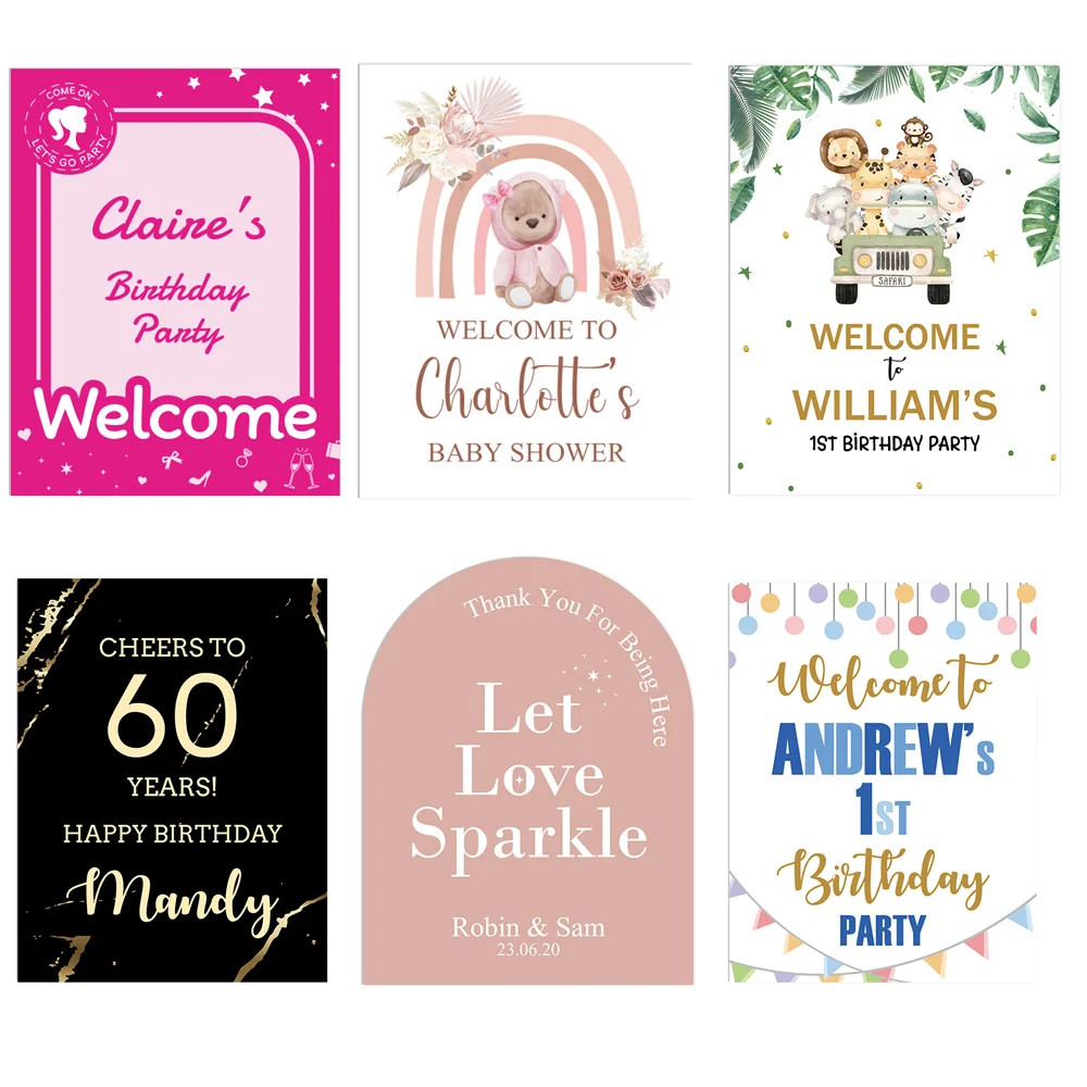 

Custom Baby Shower Welcome Sign Board Wedding Birthday Party Personalized Name Welcome Sign Foam Board Party Decor