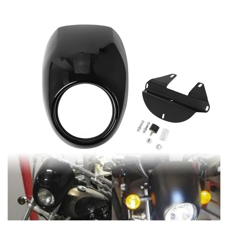 ل هارلي دينا ستريت بوب سبورتستر XL 883 1200 1986-Up أجزاء دراجة نارية 5 3/4 "المصباح هدية الرجعية الجبهة ضوء قناع القلنسوة