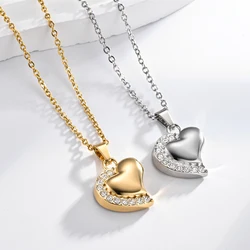 New Simply Crystal Heart Cremation Urn Necklace Funnel Fill Kit Keepsake Memorial Ashes Stainless Steel Pendant 2 Colors