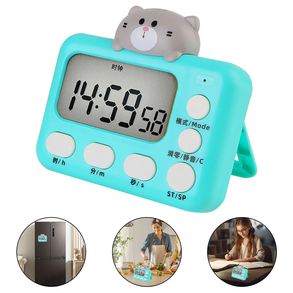 LED Display for Cooking Bake Timer Kitchen with Invisible Stand Cartoon Animal Countdown-Timer Magnetic Digital Cooking Timer