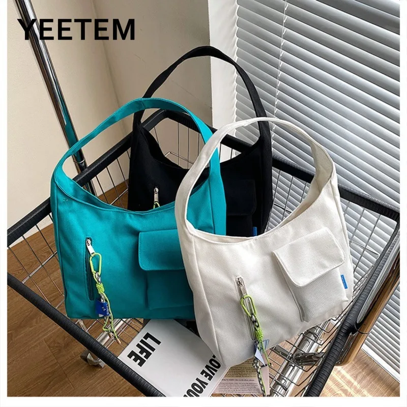 

2022 New Canvas Bag Shoulder Handbag College Students Commuting To Class Large Capacity Shopping Tote Bag