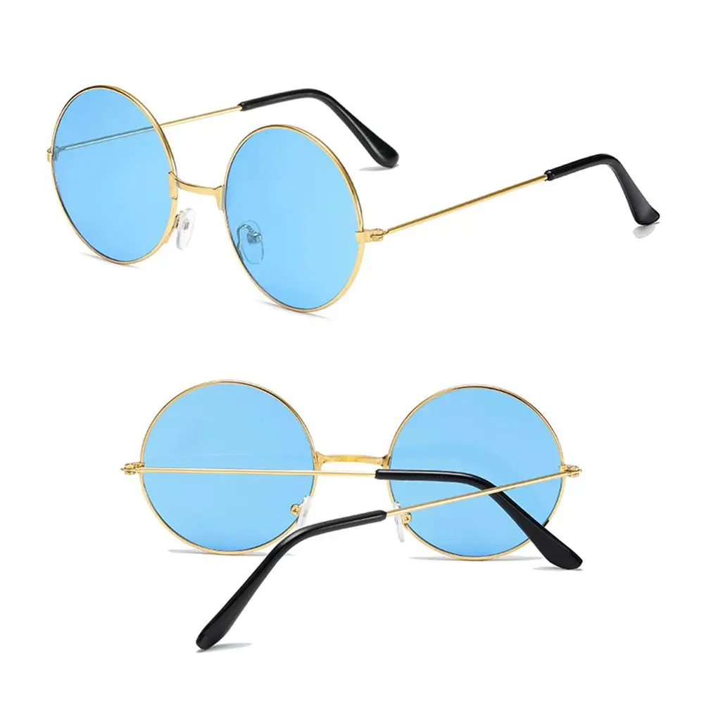 Hot Sale New Retro Round Hippie Sunglasses Fashion Circle Metal Sunglasses for Women Men Disco Party Glasses