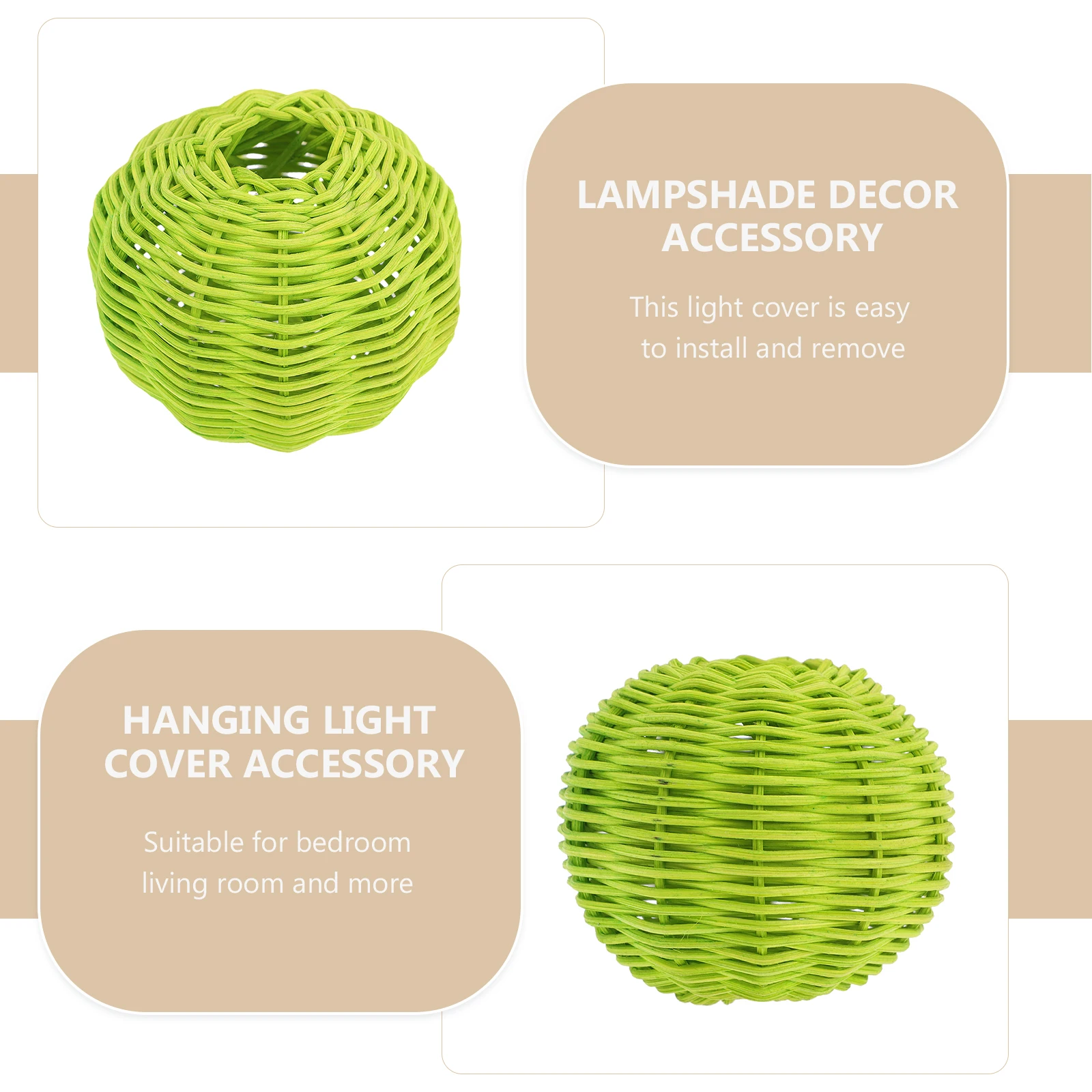 

2 Pcs Rattan Woven Lampshade Dust Proof Protective Light Covers Decorative for Bedroom Living Room Study Kids Room