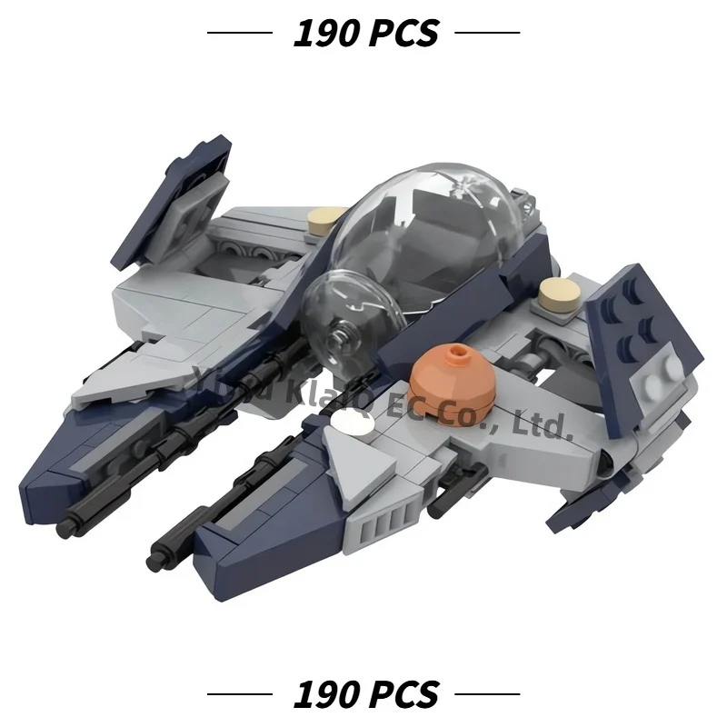 190PCS MOC Galactic Space Interceptor Fighter Ship Building Blocks Sci-Fi Figure Scale Starship Bricks Model Set for Adults