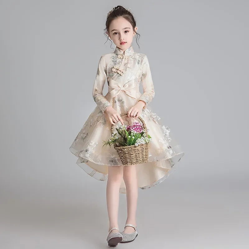 Children's Dress Princess Dress High-end Chinese Tutu Skirt Little Girl Piano Performance Dress Girl Elegant Temperament