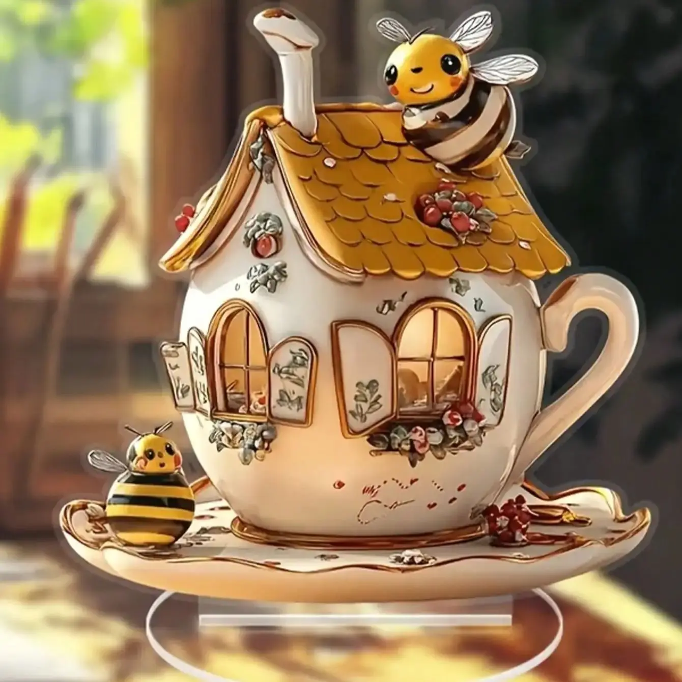 La tetera con forma de panal simulada de 1 pieza es la decoración perfecta para mesas de comedor de cocina. Decoración multifuncional del hogar.