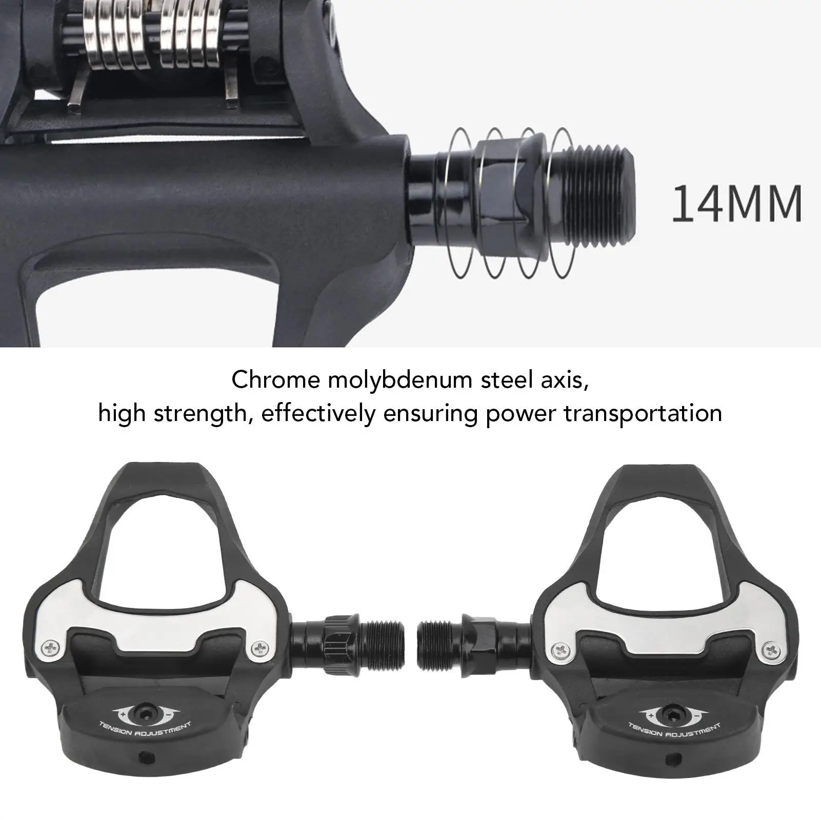 High Strength Self-Locking Bicycle Pedals with Nylon Support for mtb & Road Bikes - Durable Foot Support