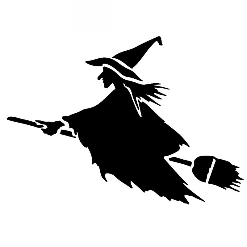 

Witch Decals on Flying Broomsticks High-quality Car Window Decoration Personalized PVC Waterproof Decals Black/white, 17cm*12cm