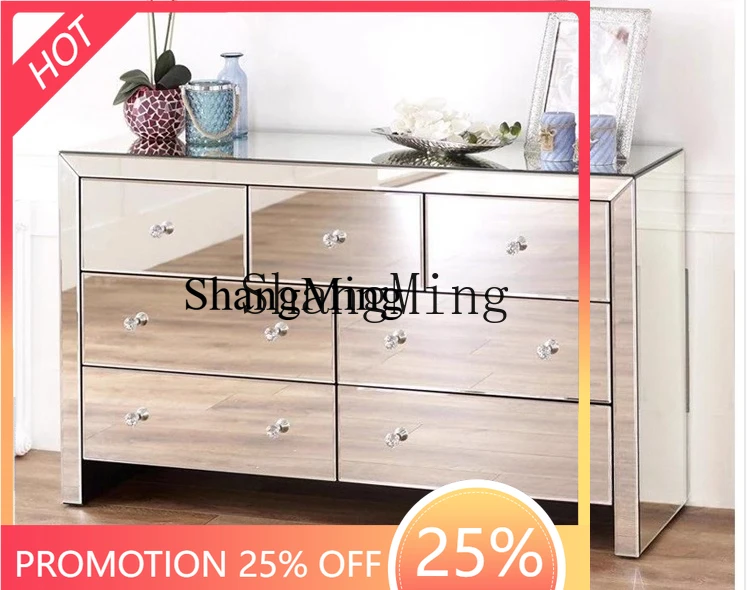 

FG decorative cabinet mirror glass storage living room partition dining side multi-functional drawer cabinet