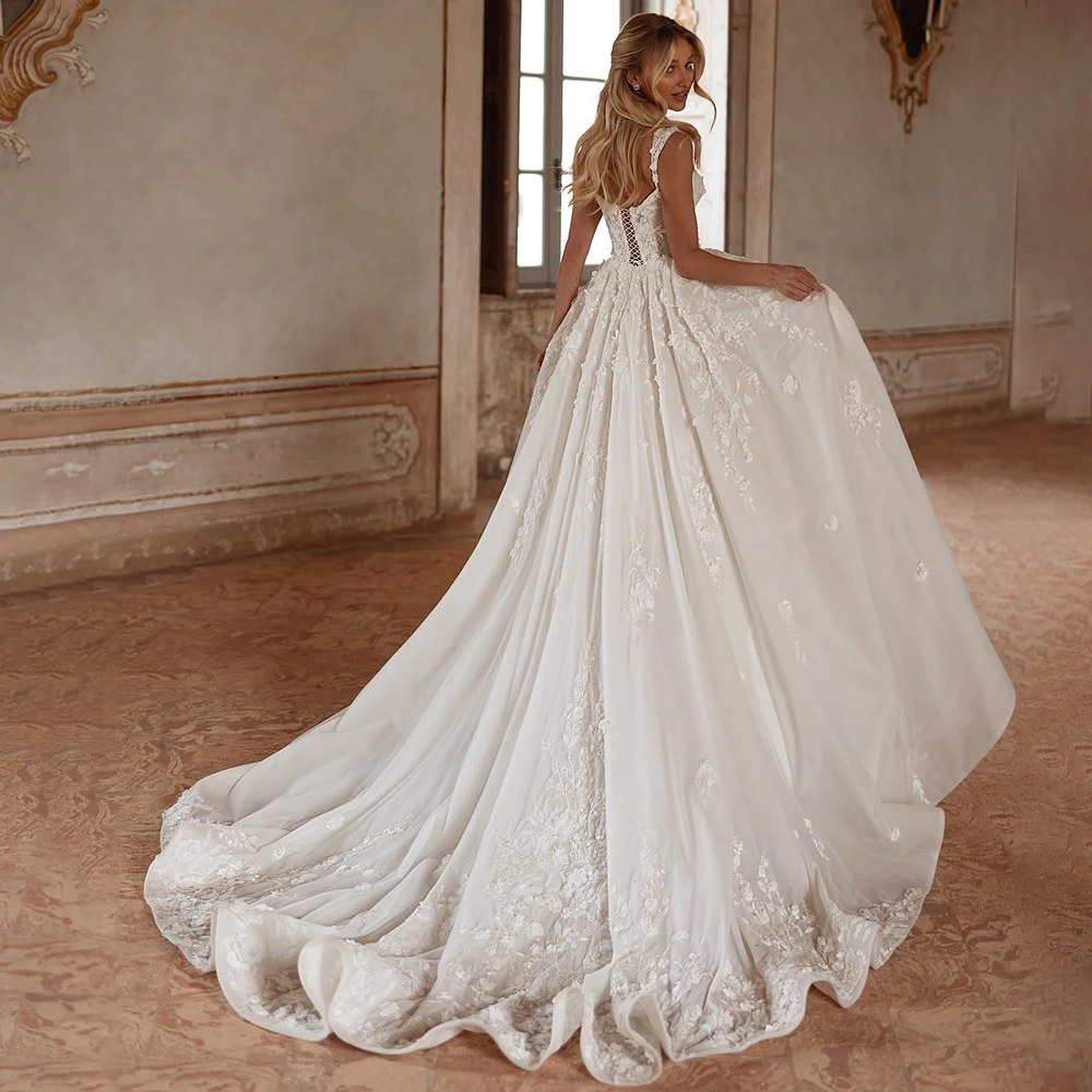 

Customized Soft White Organza Wedding Dress Formal Sweetheart Sleeveless Bridal Gowns Soft A-Line Chapel Train Vestido De Novia