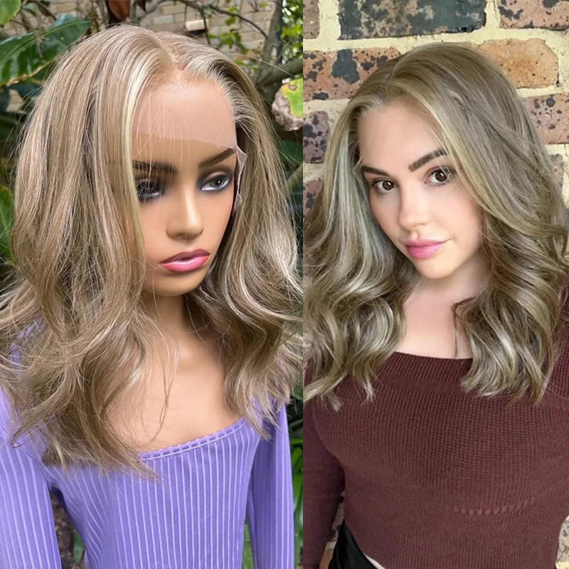 Dark Blonde Baby Highlights Wig Beautiful Heat Friendly Fibres Japanese Synthetic Wigs Prepluked Lace Front Wig Women Girls Gift