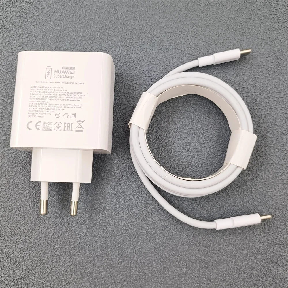 Original Huawei 100W Charger EU USB A/C Port Super Charge Adapter 1/1.5/2M 6A PD Type C Cable For Pura 80 70 Ultra Pro+ Mate70 - náhled 2