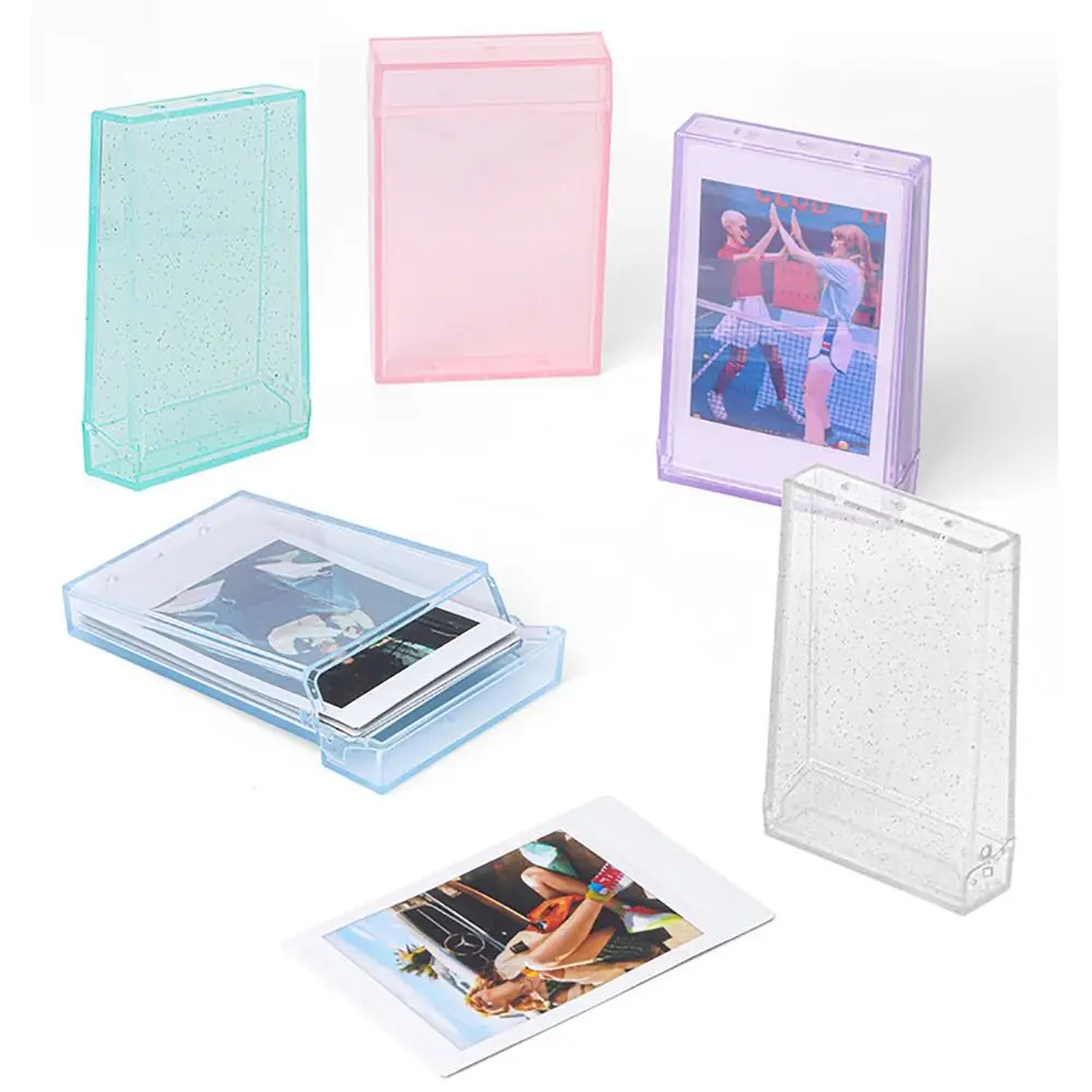 3 inch Photo Album Photocard Holder Transparent Giltter Photos Storage Box Instant Camera Name Card Photo Frame Collection Case