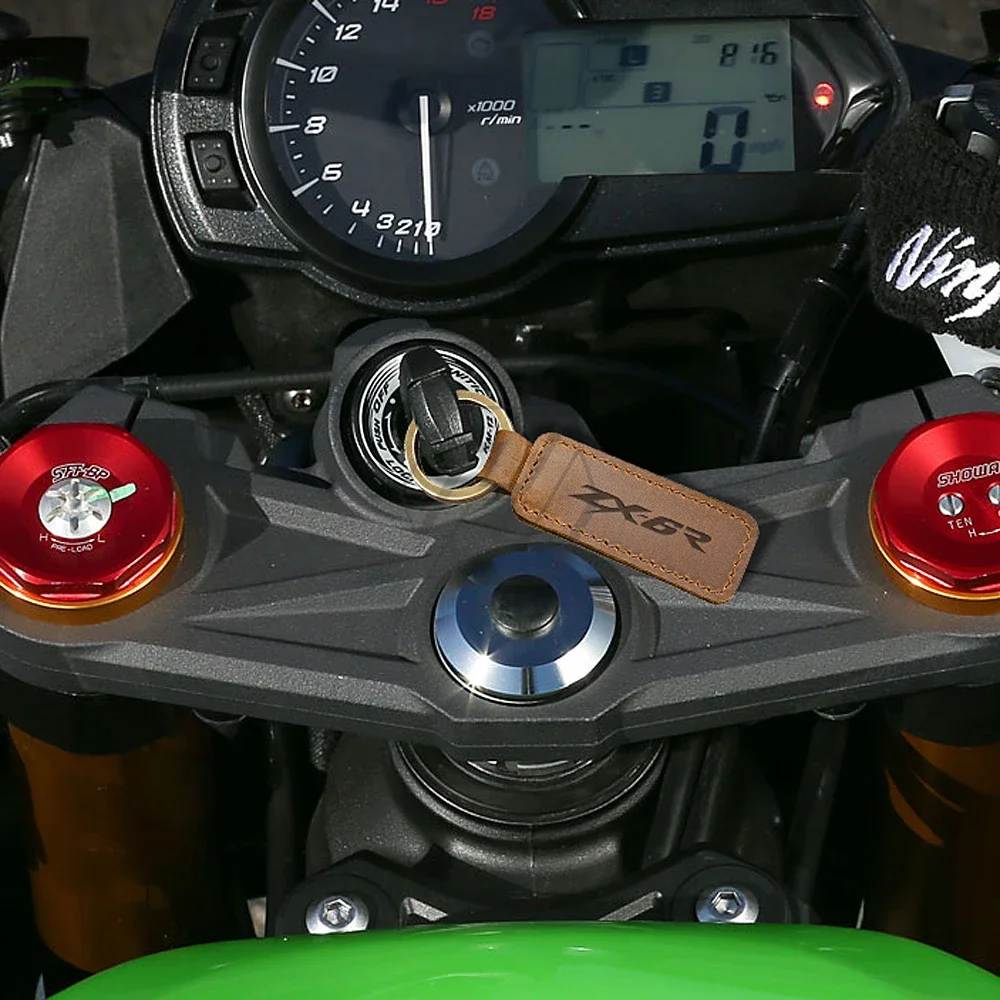 

Motorcycle Cowhide Keychain Key Ring Fit for Kawasaki ZX6R ZX-6R Models
