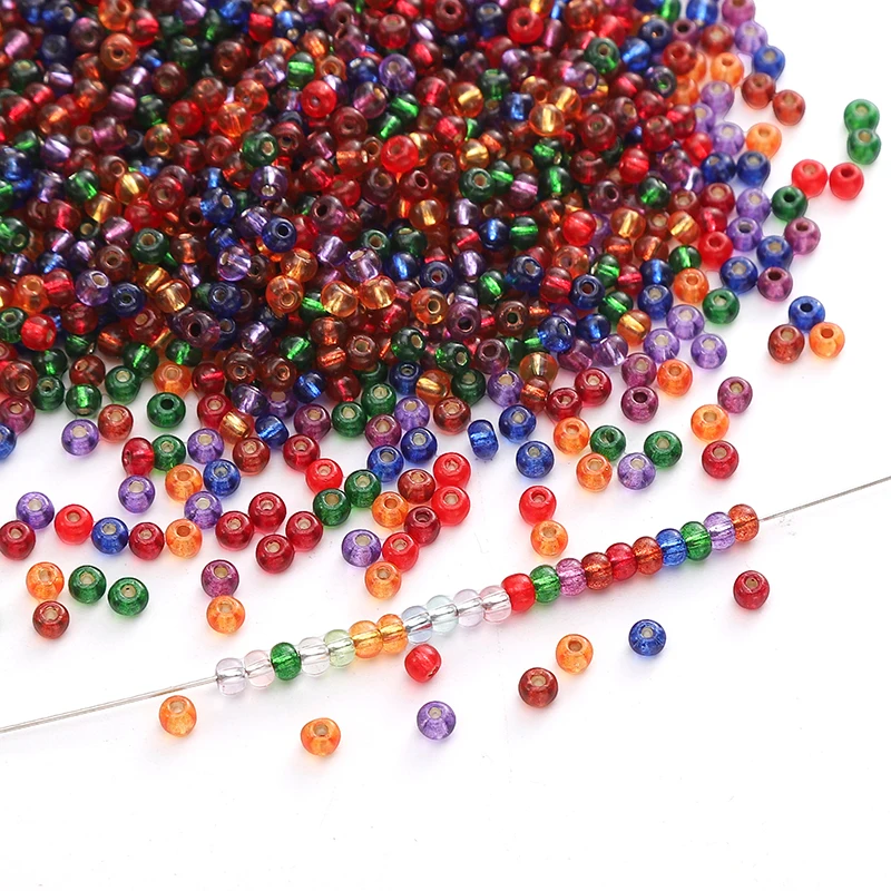 300pcs Silver Lined Seed Beads, 3mm Round Czech Glass Beads