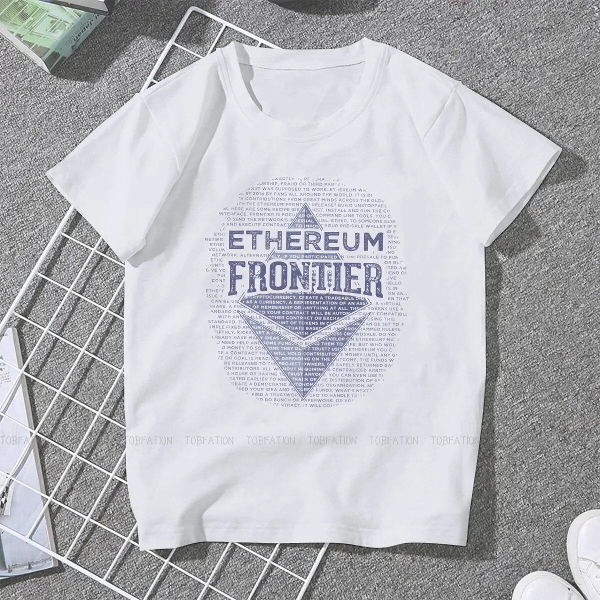 Crypto Coin Women T Shirt Ethereum Frontier Original Blue Female Tops 5XL Harajuku Funny Tees Ladies Cotton Tshirt