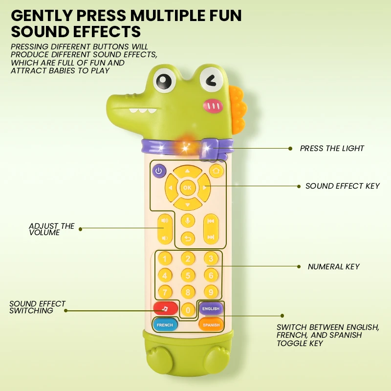 لعبة التحكم عن بعد للتلفزيون للأطفال مع تسنين دب التمساح اللطيف، لعبة التحكم عن بعد الموسيقية الواقعية للأطفال مع الضوء والصوت #3