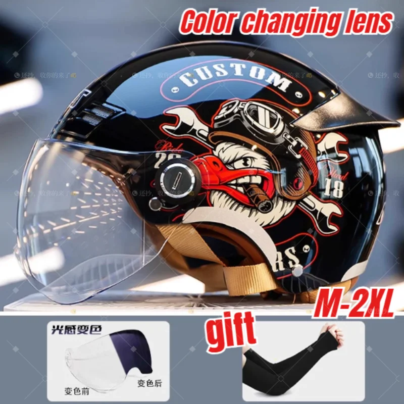 Casco de motocicleta con lentes que cambian de color AIS, casco de verano para hombres y mujeres, casco de seguridad para scooter eléctrico, casco para moto