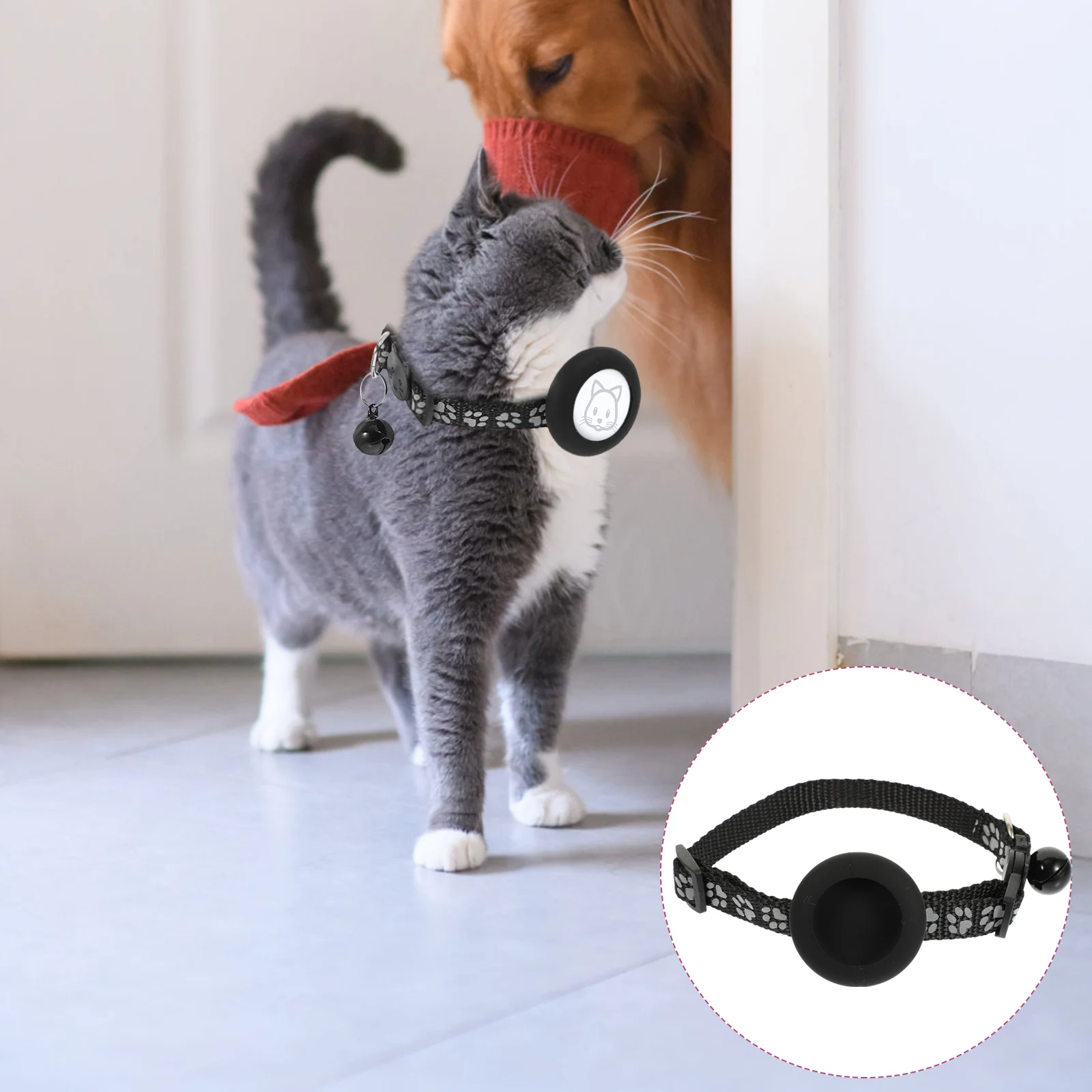

Adjustable Tracer Cat Collar Reflective Anti-Lost Bell Pet Collar For Outdoor Light Weight Waterproof Tracer Holder Durable