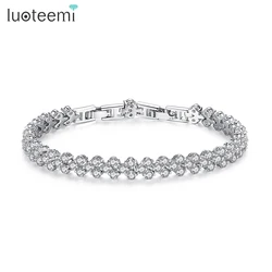 LUOTEEMI Hot Sale Rome Tennis CZ Bracelet For Girls Luxury Delicate Zircon Classic Women Hand Jewelry Bling Bracelet Anniversary