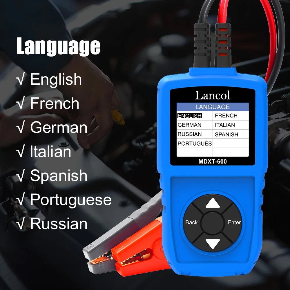 Lancol MDXT600 12V Car Battery Tester with LCD Screen 40-2000 CCA Battery System Analyzer Automotive Alternator Tester