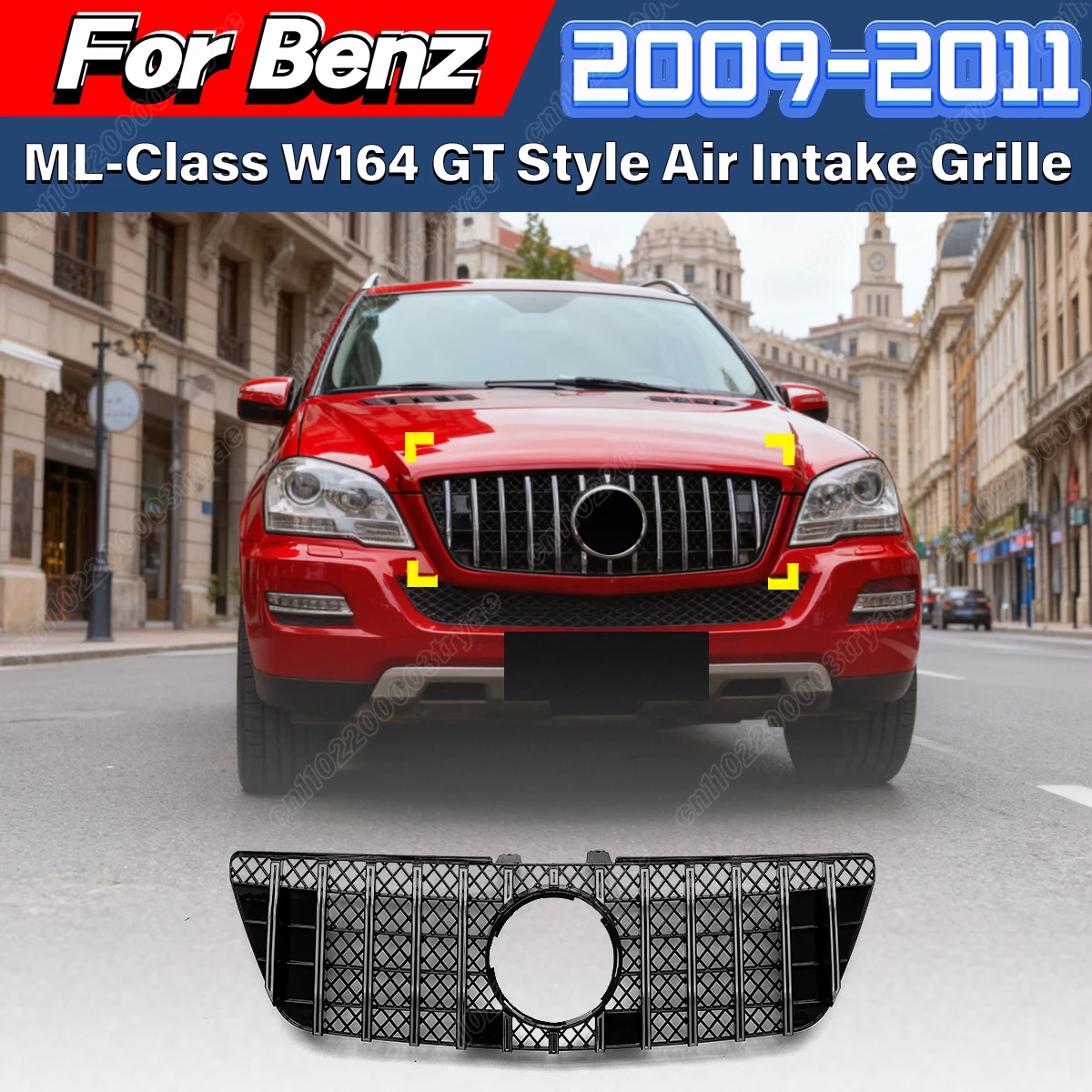 

For Mercedes Benz ML Class W164 2009 2010 2011 Car Front Bumper GT Style Radiator SUV Air Intake Grille Protective Cover Kit