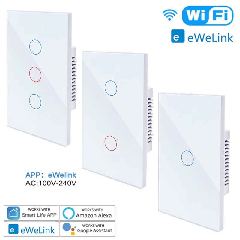 Wifi smart switch EWelink App Alexa Google voice control Bluetooth RF Neutral Wire/No Neutral Wire Install Touch light switch