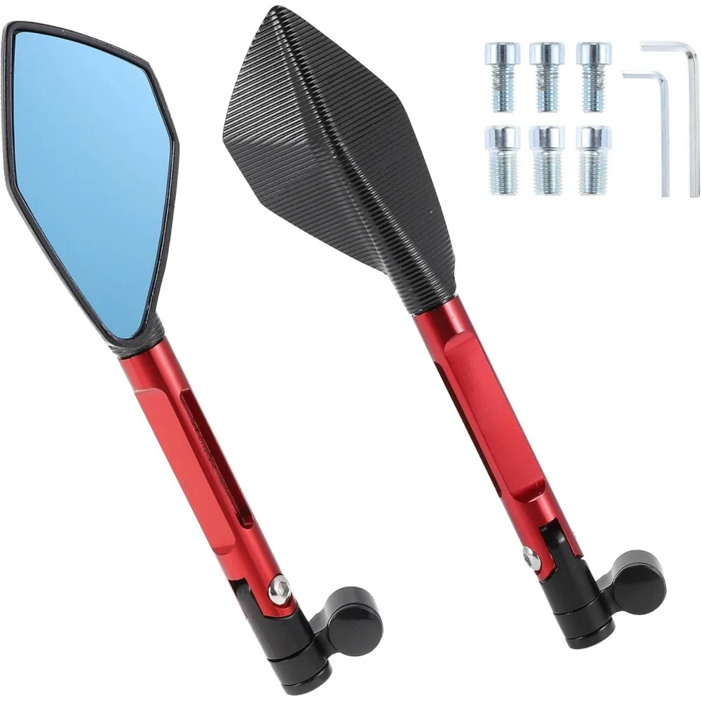 

1 комплект универсальных мотоциклетных зеркал заднего вида, регулируемое крепление на конце боковых зеркал M8/M10, черный, красный, алюминиевый сплав, алюминий, полиэтилен